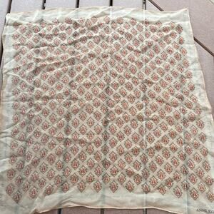 Anne Klein Square Silk Scarf Cream Green Rose